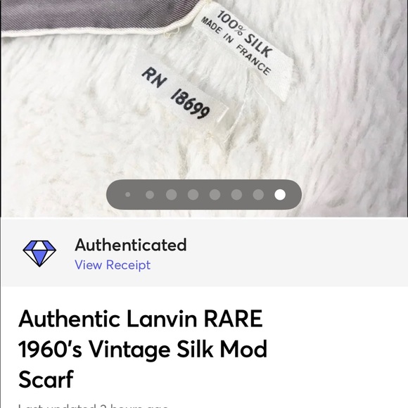 Authentic Lanvin Ultra Rare 1960’s Vintage Jeanne Lanvin Pure Silk Large Scarf - Picture 11 of 12